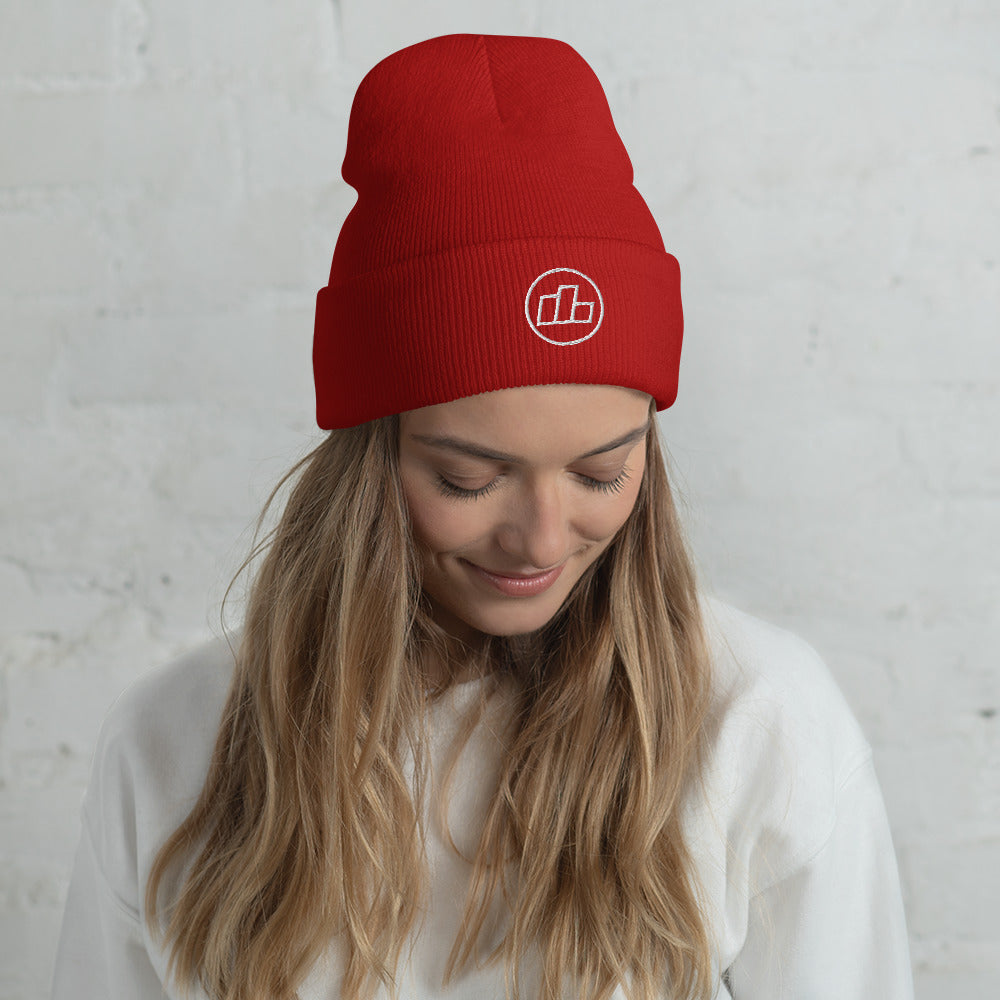 TopStep Podium Cuffed Beanie - White Embroidery